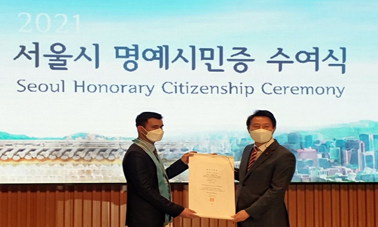 शिवाकोटीलाई मानार्थ कोरियाली नागरिक सम्मान