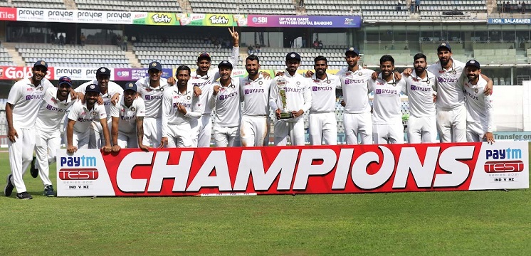 न्युजिल्यान्डविरुद्धको टेस्ट सिरिजमा भारतकाे फराकिलो जित