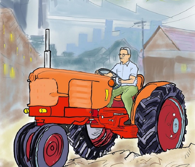 प्रचण्डको हातमा ट्याक्टरको स्टेरिङ थमाएपछि...