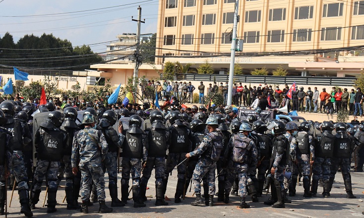माइतीघरदेखि बानेश्वरसम्म ठूलो संख्यामा सुरक्षाकर्मी तैनाथ