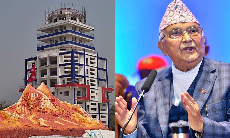 बनवाटिकामा निर्माण गरिएको भ्यु टावरको उद्घाटन गर्दै ओली