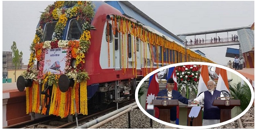 प्रधानमन्त्री  देउवा र  समकक्षी  मोदीले  गरे रेलसेवा उद्घाटन