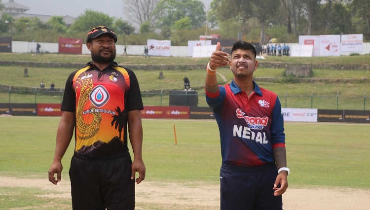 क्रिकेट फाइनल : टस हारेर पीएनजीविरुद्ध ब्याटिङ गर्दै नेपाल