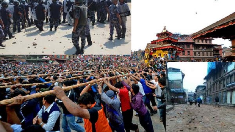 भक्तपुरको विस्का जात्रामा झगडा हुँदा २० जना बढी घाइते