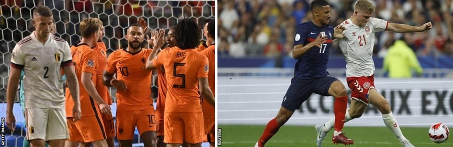 यूईएफए नेशन्सः नेदरल्यान्डद्वारा बेल्जियम, डेनमार्कद्वारा फ्रान्स पराजित