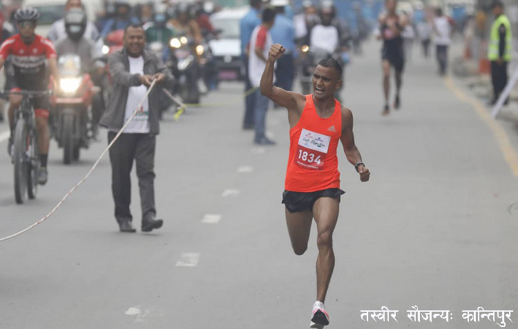 कान्तिपुर हाफ म्याराथनः सशस्त्रका पार्की प्रथम