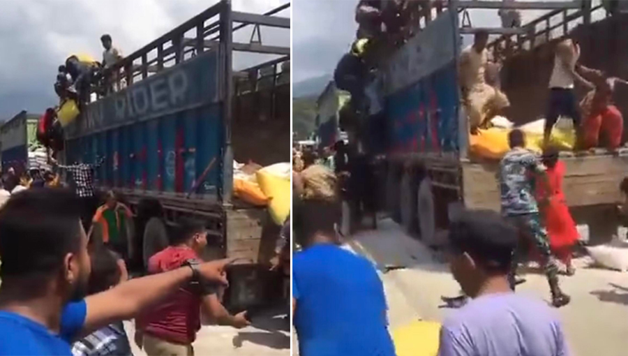 सशस्त्रले नियन्त्रणमा लिएको दुई ट्रक मल स्थानीयको कब्जामा