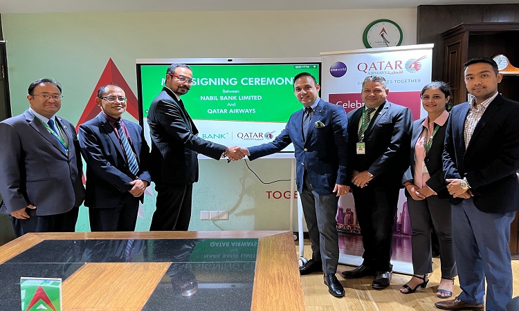 नविल कार्ड प्रयोगकर्ताहरूलाई विशेष सुविधा प्रदान गर्न बैंक र कतार एयरवेजबिच सम्झौता