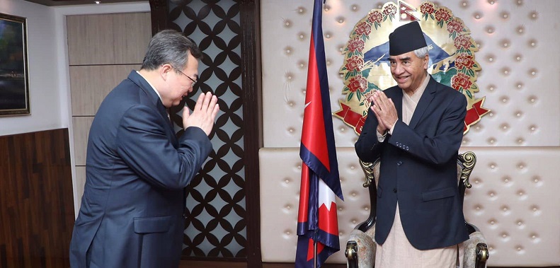 चिनियाँ कम्युनिस्ट पार्टीका विदेश विभाग प्रमुख र प्रधानमन्त्री देउवाबीच भेटवार्ता