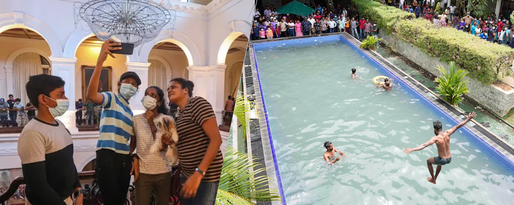 श्रीलंकाली राष्ट्रपति भवनमा प्रदर्शनकारीको ‘सेल्फी’ (फोटोफिचर)