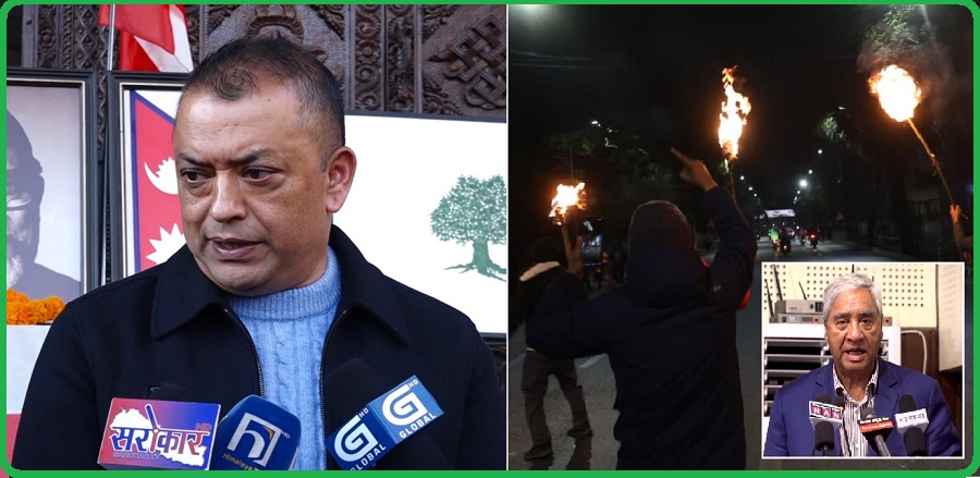 गगनको काँधमा कांग्रेस, देउवा मशाल बोकेर सडकमा