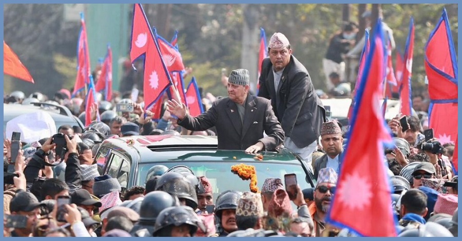 बालेन शैलीमा ज्ञानेन्द्र्र शाह, निर्मलनिवाससम्मै र्याली